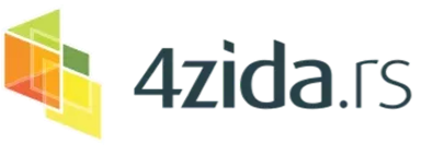 Logo sajta 4zida.rs sa geometrijskim oblicima u žutoj, narandžastoj i zelenoj boji pored naziva.